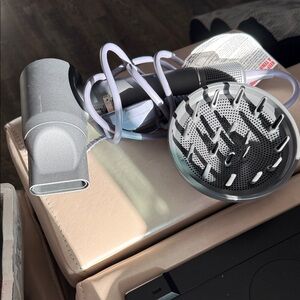 Gray Hair Dryer with Diffuser Attachment